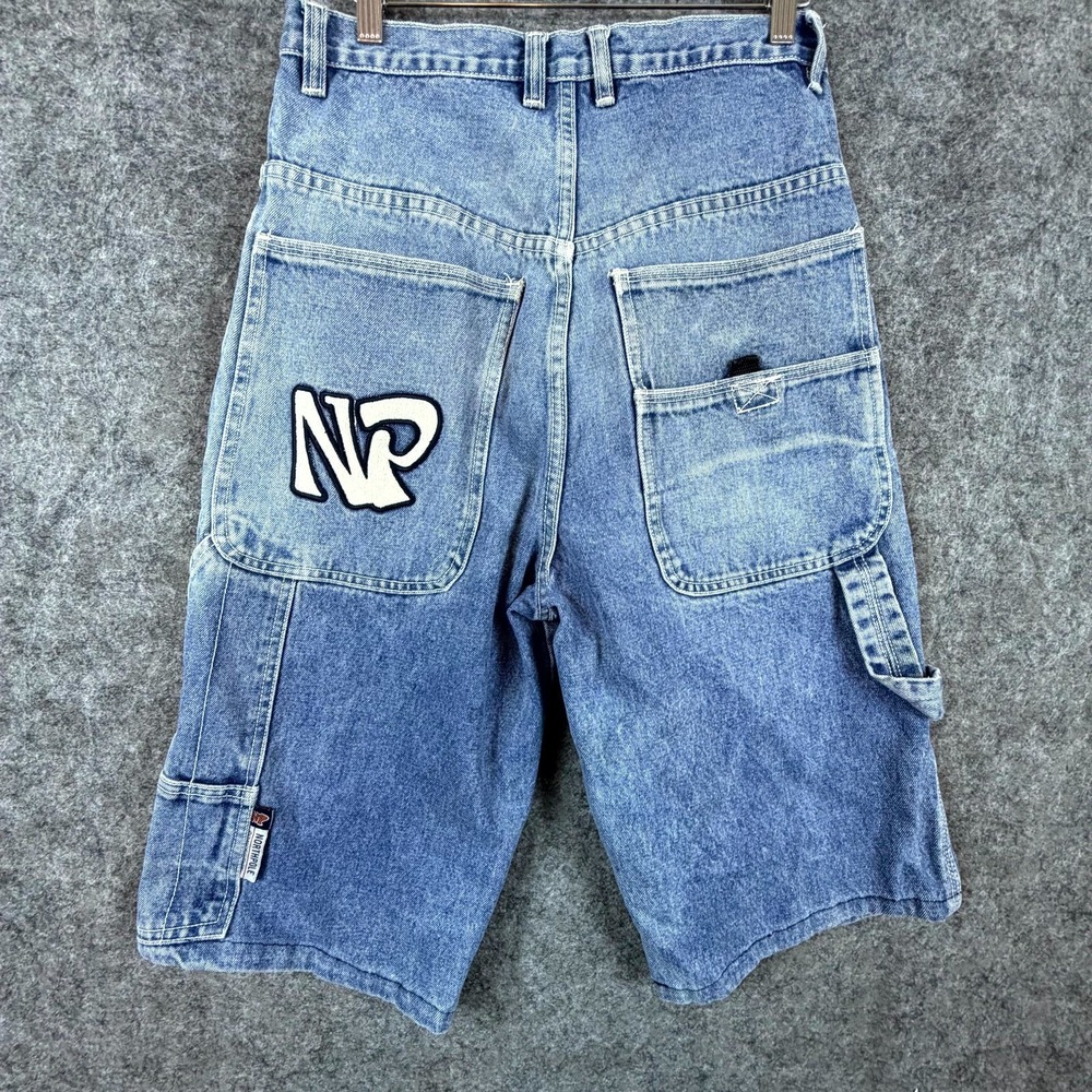 Vintage North‎ Pole Jeans Shorts CarpenterMen 31 Blue Denim Baggy Hip Hop Y2K